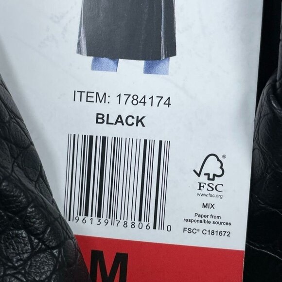 Vince Camuto Black Faux Leather Croc Trench Coat Double-Breasted Medium d0464 - Picture 9 of 10